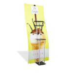 S Shaped Banner Stand With Display Shelves
